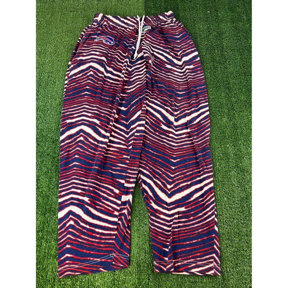 Zubaz Buffalo Bills NFL Mens Medium Red Blue White Zebra Print Lounge Pants